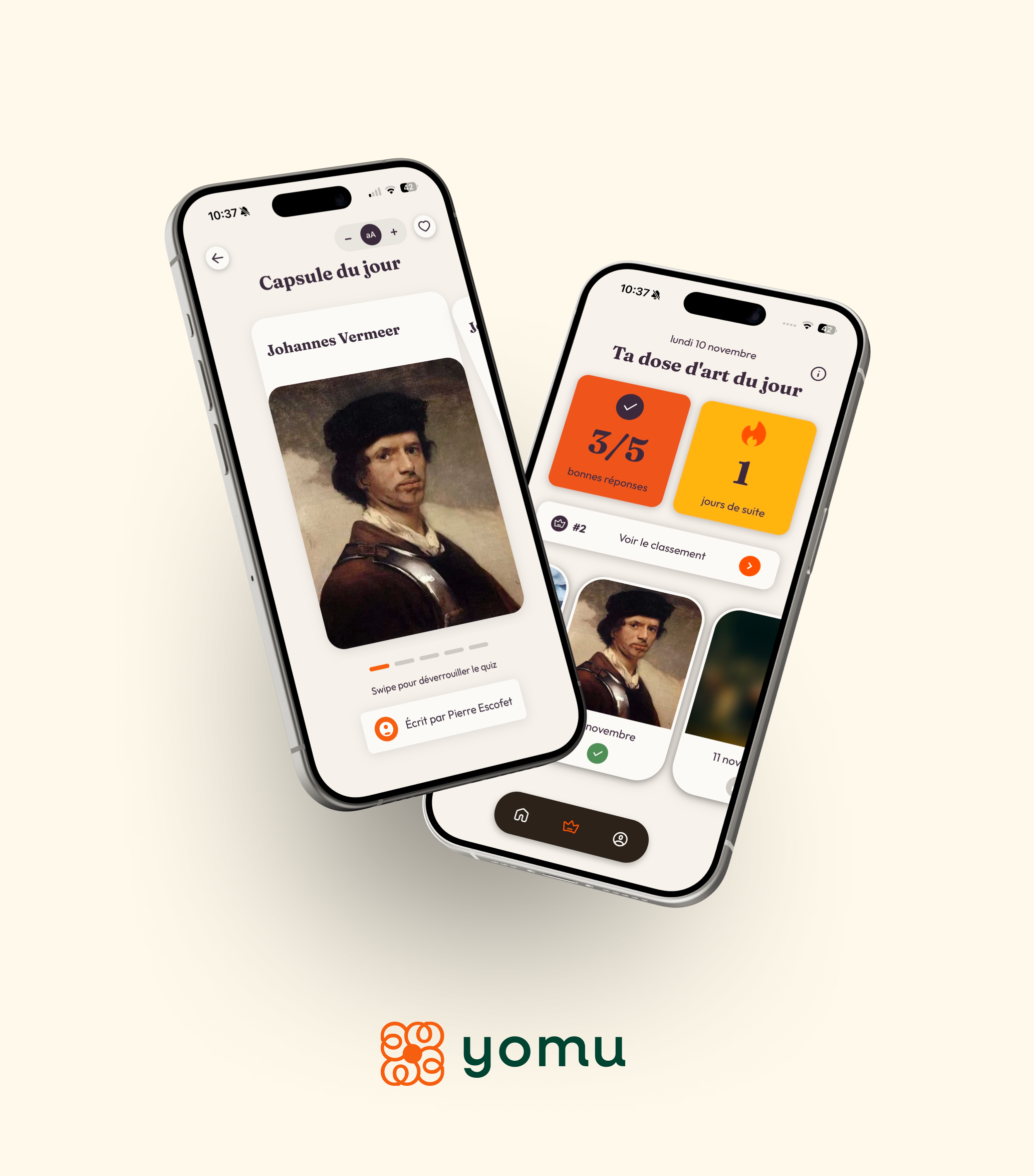 Écran de smartphone affichant une application musée devant une œuvre dans une galerie d’art